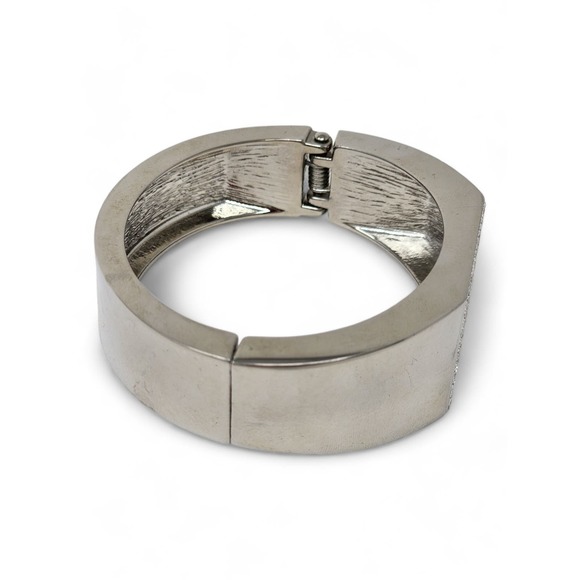 Lia Sophia Dynasty Cuff Bracelet - Magnetic Closure - Silver Tone & Cut Crystals - Picture 4 of 7